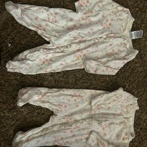 Carter's White and Pink Floral Footies